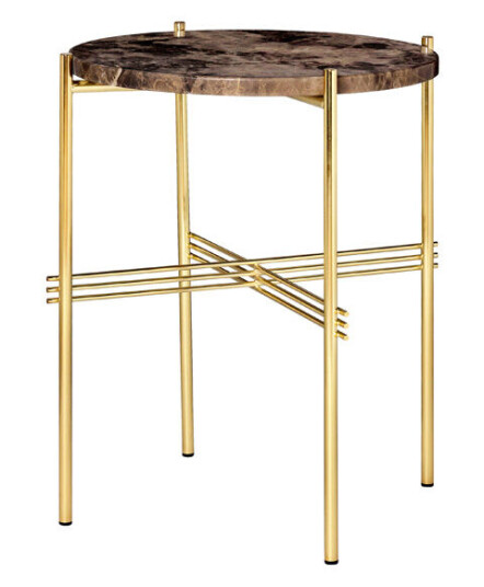Gubi TS Round sidebord brown emperador marble, ø 40, messingstativ