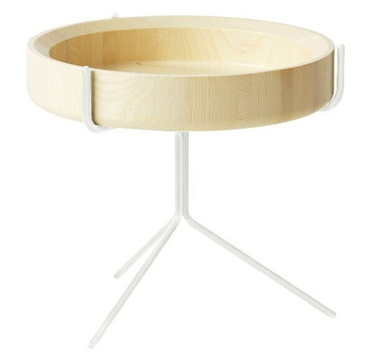 Swedese Drum bord ask naturlakk, h.36 cm, hvitt stativ