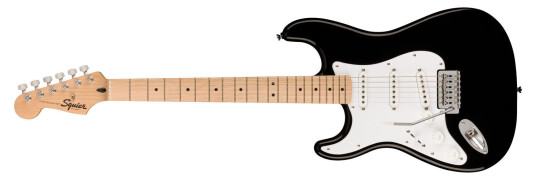 Squier Sonic Stratocaster, Maple Lefthand, Hvit Pickguard, Svart Squier Sonic Stratocaster, Maple Lefthand, Hvit Pickguard, Svart