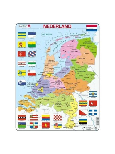 Selecta Play   Larsen Jigsaw Puzzle Map of the Netherlands with Provinces and Flags 48 pcs.