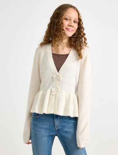 Lindex Cardigan Knitted Peplum Cream 158/164 Lindex Cardigan Knitted Peplum Cream 158/164