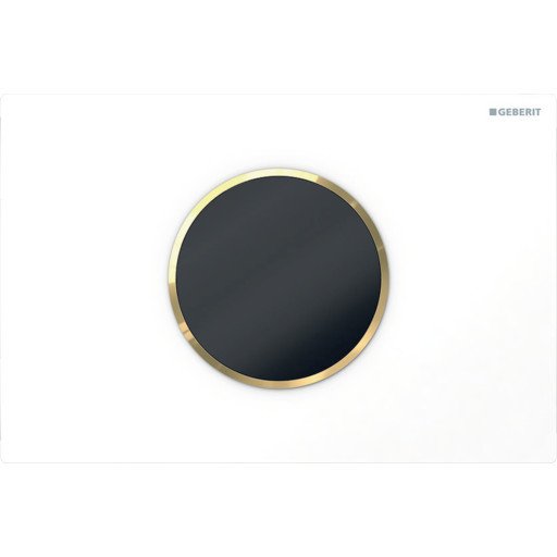 Geberit Sigma 10 Round Betjeningsplate, Berøringsfri, Batteridrift, Hvit/gull