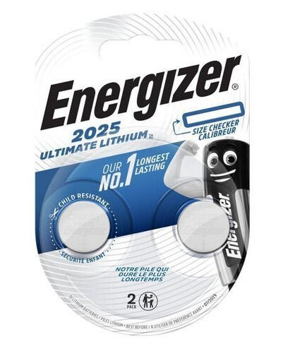 Energizer CR2025 Lithium Knapcellebatteri 2 stk - 3V 170mAh