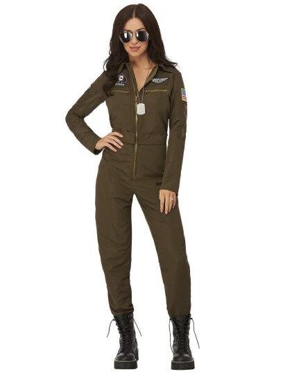 Maverick Aviator Lisensiert Top Gun Kostyme til Dame Strl Small