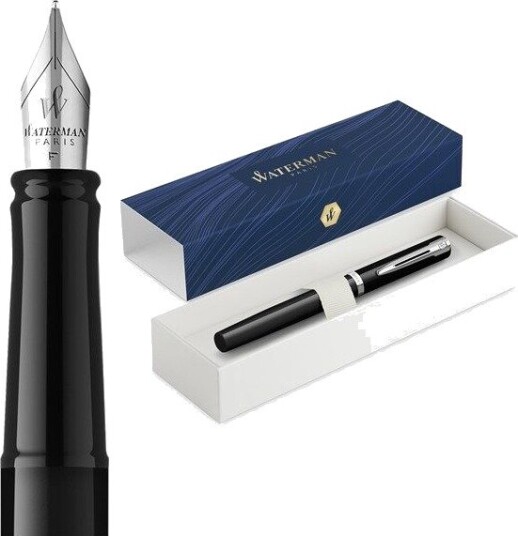 Waterman Impression Black Lacquer P.T. Fountain pen F Blue ink