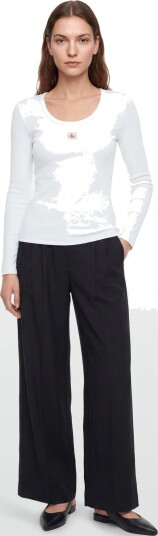 Calvin Klein Jeans Ls Heritage Label Scoop Nck White L Calvin Klein Jeans Ls Heritage Label Scoop Nck White L