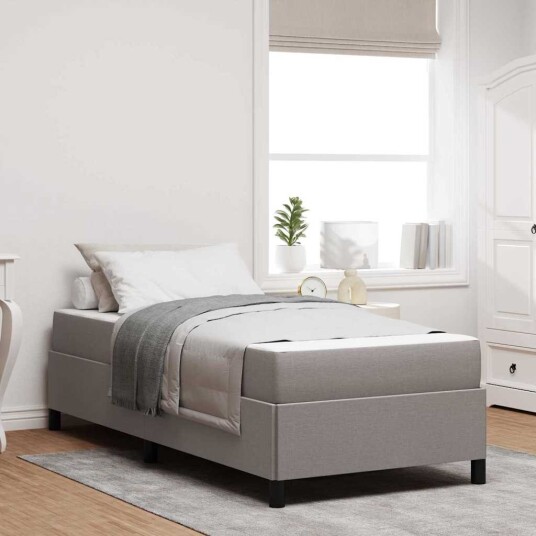 Boksfjær Seng Taupe Svart 80 x 200 cm Stoff konstruert tre