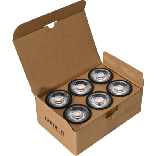 Namron Led Pære 6w 2700k GU10 Sort 6pk