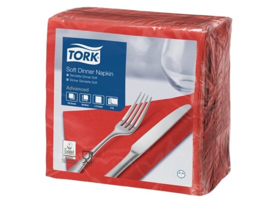 Serviet Tork 39X39 Cm 3-Lag Rød,12 Pk X 100 Stk Serviet Tork 39X39 Cm 3-Lag Rød,12 Pk X 100 Stk