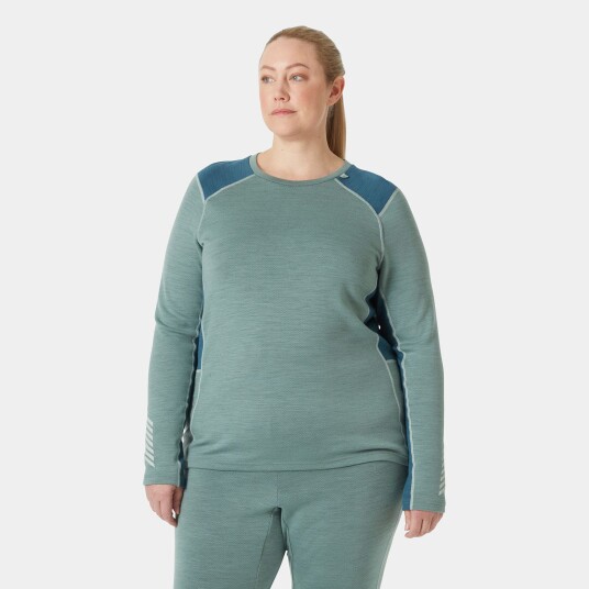 Helly Hansen Lifa® Merino Midweight Crew Plus Undertrøye Dame Grønn 1x