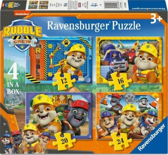Ravensburger 4-i-1 Puslespill 12/16/20/24 Brikker Rubble & Crew
