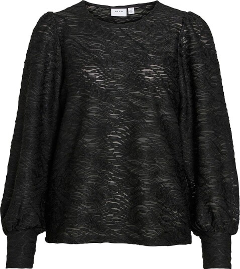 Vila Topp Vifina L/S O Neck Top Svart