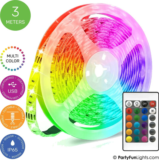 Party Fun Lights Usb Led Light Strip 3M Including Remote Control Multi/patterned Party Fun Lights Usb Led Light Strip 3M Including Remote Control Multi/patterned