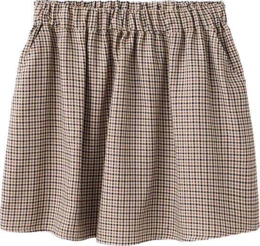 Mango Checked Skirt With Elasticated Waist LIGHT BEIGE 9 10