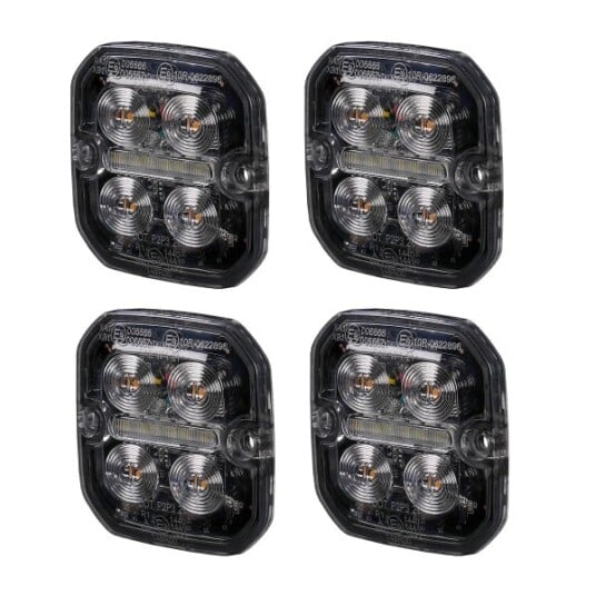 Varsellys / Posisjonslys PURELUX Strobe Ultra Slim Square   Oransje/Rød / 12/24V / 8W / 60 mm 4 stk