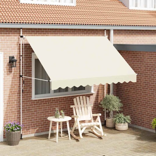 vidaXL Manuell uttrekkbar markise 300 cm kremhvit