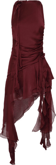 Bardot Ivana High Low Mini Dress Burgundy 14