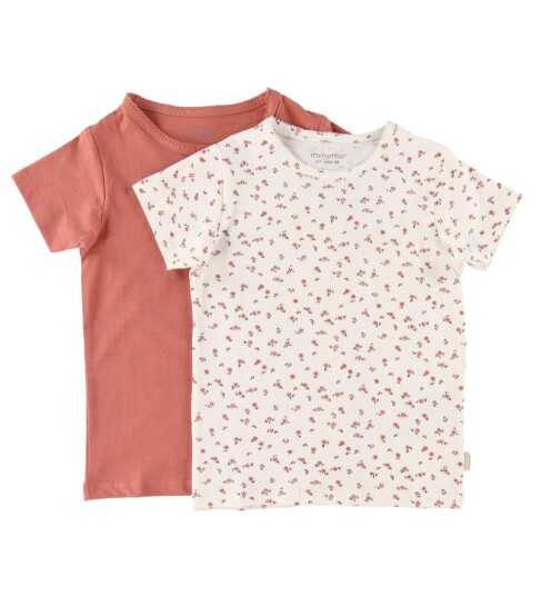 Minymo T skjorte   2 pack   Canyon Rose/Hvit m. Blomster   Minymo   1½ år (86)   T skjorte Rosa