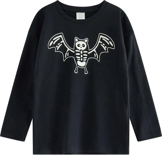Lindex Long Sleeved Top With Glow In The Dark Print OFFBLACK 92