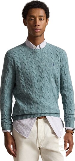 Polo Ralph Lauren Cable Knit Wool Cashmere Sweater Blue M