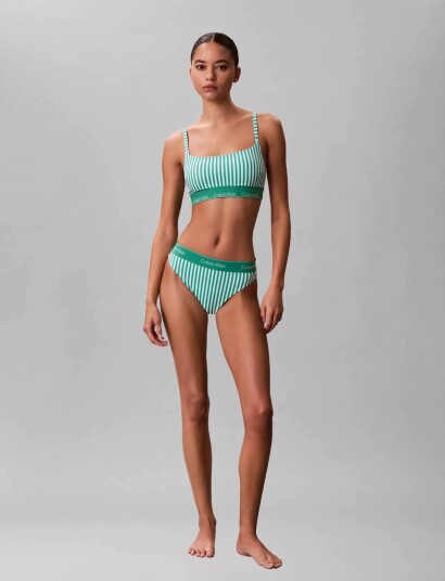 Calvin Klein Square Neck Bralette   Green   XS