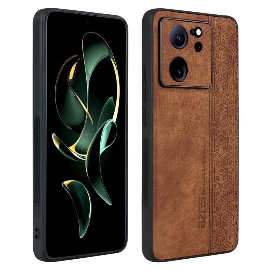 INCOVER Xiaomi 13T / 13T Pro AZNS Skinndekket Plast Deksel med Mønster - Brun