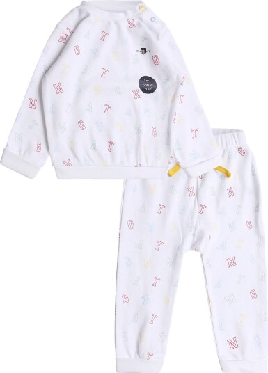 Gant Kids Printed Crew And Jog Set   WHITE   68