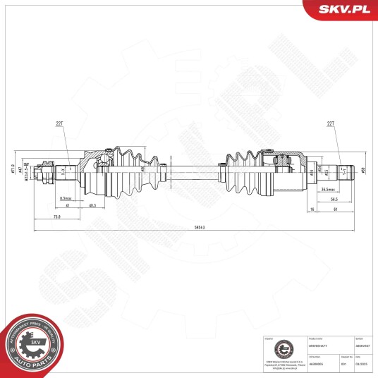 Esen Skv Drivaksel ESEN SKV 40SKV357