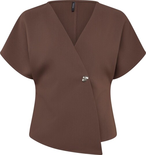 Vero Moda Vmsonja Ss V Neck Top Wvn Exp Brown XS