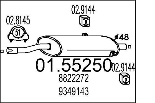 Midtre eksospotte MTS 01.55250 Midtre eksospotte MTS 01.55250