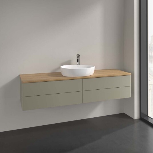 Villeroy & Boch Antao Servantskap med 4 skuffer 160x50x36 cm u/lys Steingrå/Eik