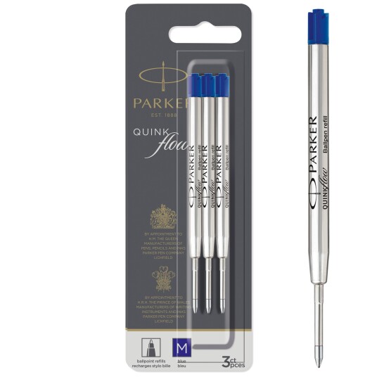 Parker Ballpoint refill QuinkFlow 3-pakke Medium Blue