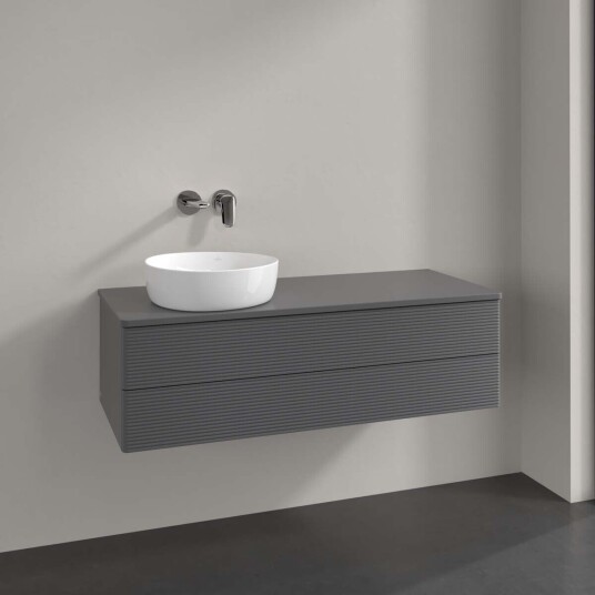 Villeroy & Boch Antao Servantskap med 2 skuffer 120x50x36 cm m/lys Antrasitt Matt Villeroy & Boch Antao Servantskap med 2 skuffer 120x50x36 cm m/lys Antrasitt Matt