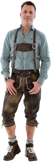 Haus Huberts V.O.F Lederhosen sandbrun/grå antikk Str. 50