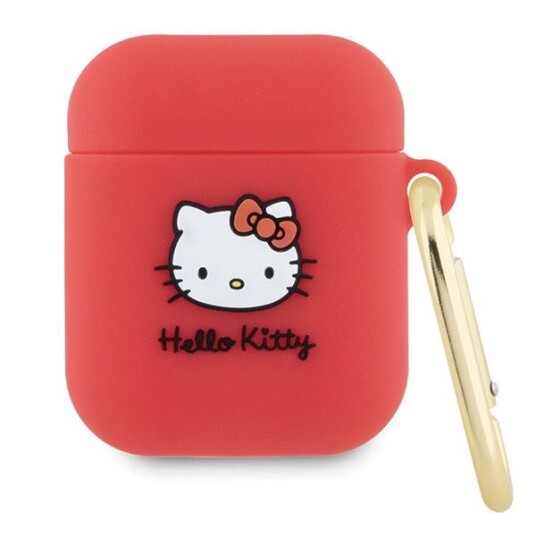 Hello Kitty Silikon 3D Kitty Head-Deksel For Airpods 1/2 - Fuchsia Farge