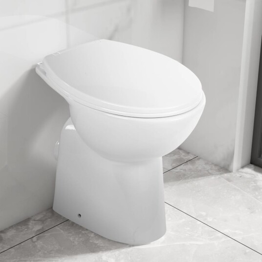vidaXL Høyt kantfritt toalett myk lukkemekanisme +7 cm keramisk hvit vidaXL Høyt kantfritt toalett myk lukkemekanisme +7 cm keramisk hvit