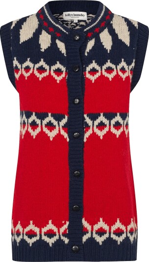 Lollys Laundry Cleoll Knit Vest Sl RED L Lollys Laundry Cleoll Knit Vest Sl RED L