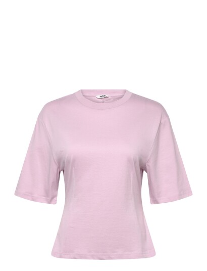 Monki Fitted Dart Detail T Shirt   Pink   S