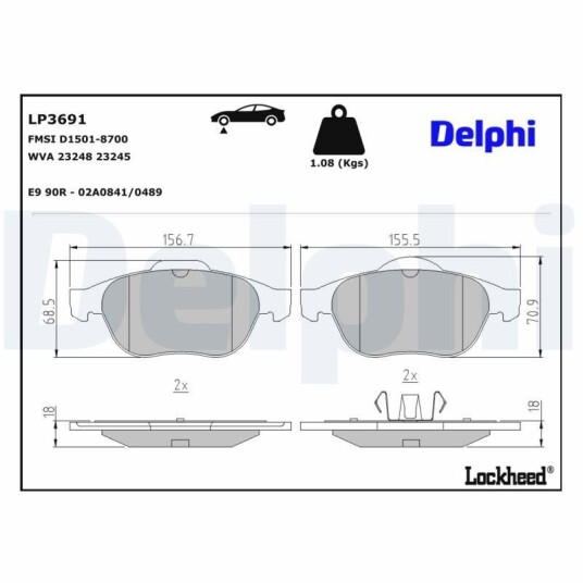 Bremseklosser DELPHI LP3691 Bremseklosser DELPHI LP3691