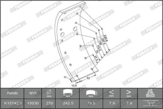Bremsesko sett FERODO K15742.0 F3549