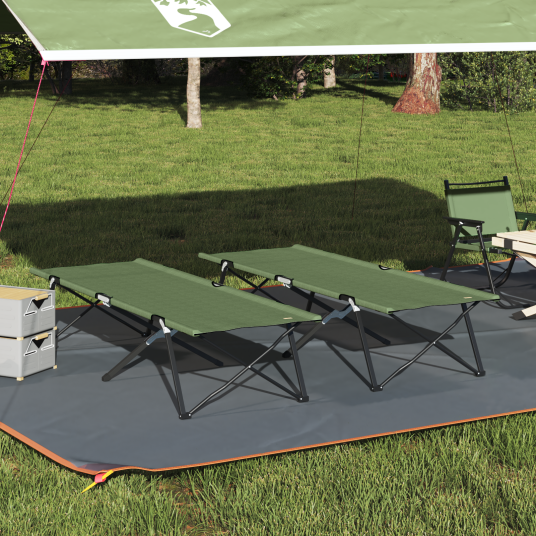 Sammenleggbar camping seng 2 pcs grønn 206 x 76 x 74 cm