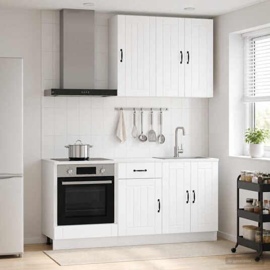 vidaXL Kjøkken enhet LUCCA 5 pcs Hvit Konstruert tre vidaXL Kjøkken enhet LUCCA 5 pcs Hvit Konstruert tre