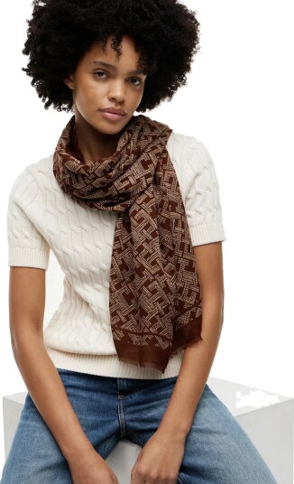 Tommy Hilfiger Th Monogram Scarf Brown ONE SIZE Tommy Hilfiger Th Monogram Scarf Brown ONE SIZE
