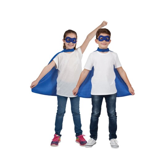 Wicked Costumes Ltd Superhelt Kappe med Maske Blå Barn - One size