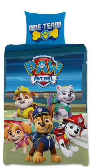 Licens Paw Patrol sengetøy til junior 100x140 cm - One Team - 2 i 1 design - 100% bomull Licens Paw Patrol sengetøy til junior 100x140 cm - One Team - 2 i 1 design - 100% bomull