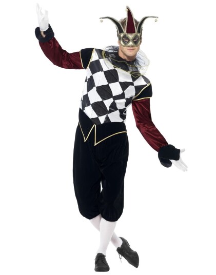 Gotisk Venetiansk Harlekin Kostyme til Mann Medium