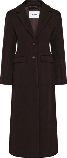 Monki Long Single Breasted Slim Fit Coat BROWN DARK 46 Monki Long Single Breasted Slim Fit Coat BROWN DARK 46