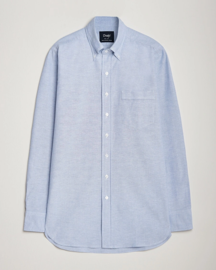Drake's Button Down Oxford Shirt Blue