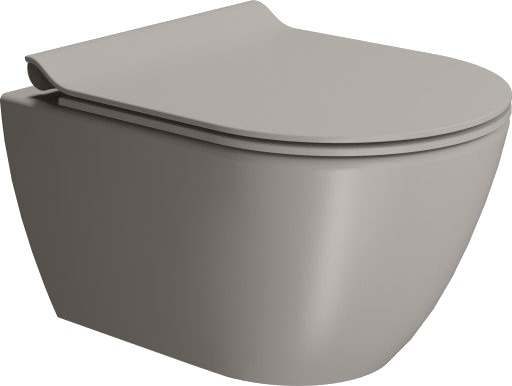 GSI Pura vegghengt toalett, uten skyllekant, rengjøringsvennlig, matt beige