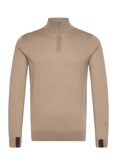 Mos Mosh Gallery Mmgadam Soft Zip Turtle Neck Knit - Beige - S